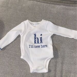 Mud pie hi I’m new here long sleeve bodysuit 0-3M